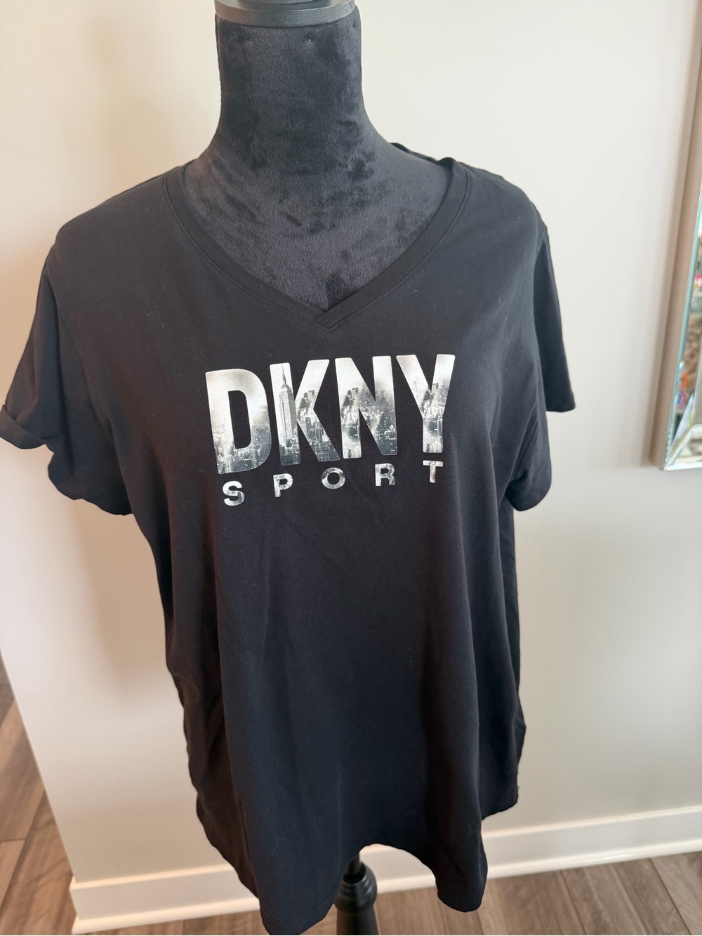 Womens ' Black Logo V-Neck Tee
#139